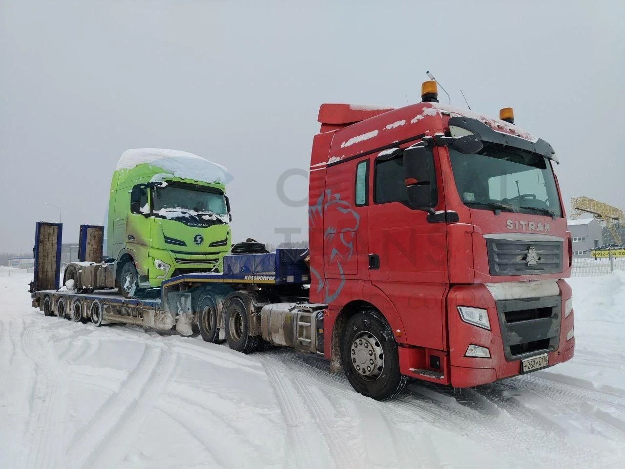 Перевозка тягача Shacman X6000 на трале по направлению Москва - Санкт-Петербург