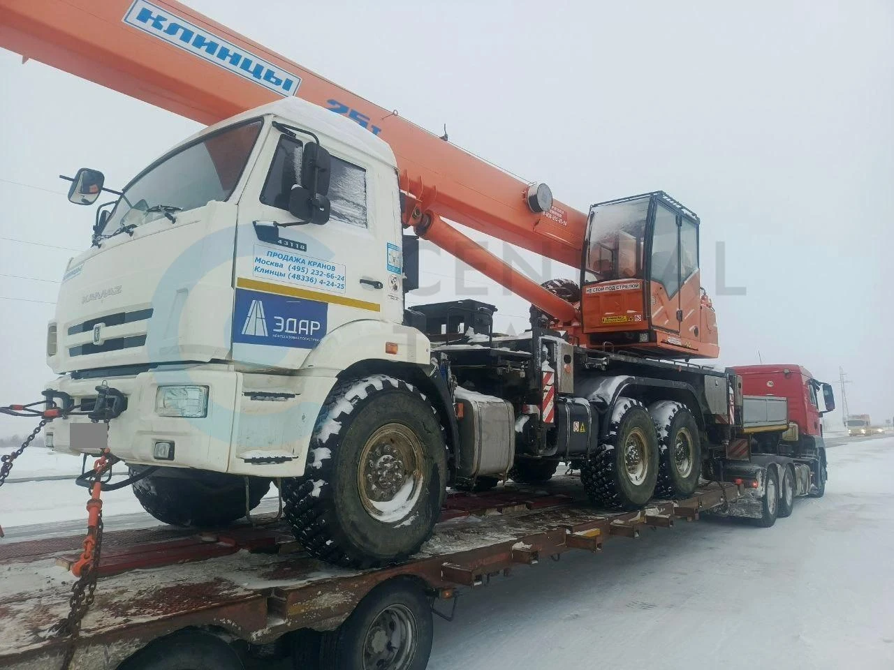 Перевозка автокрана Клинцы 25 тонн Камаз по направлению Уфа - Сухой Лог