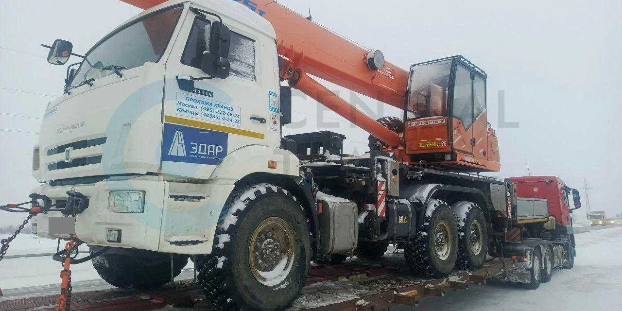 Перевозка автокрана Клинцы 25 тонн Камаз по направлению Уфа - Сухой Лог