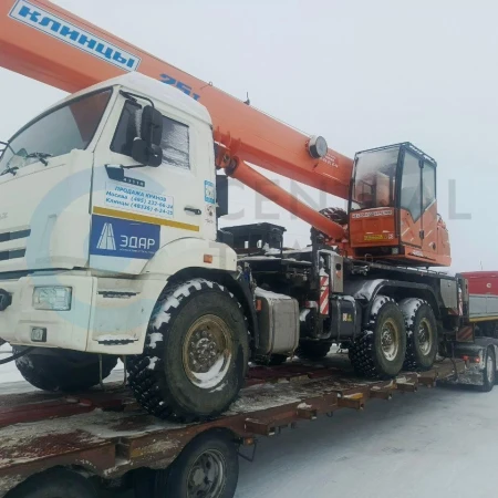 Перевозка автокрана Клинцы 25 тонн Камаз по направлению Уфа - Сухой Лог