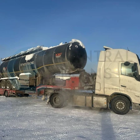 Перевозка полуприцепа битумовоз Foxtank на трале по направлению Новосибирск - Красноярск